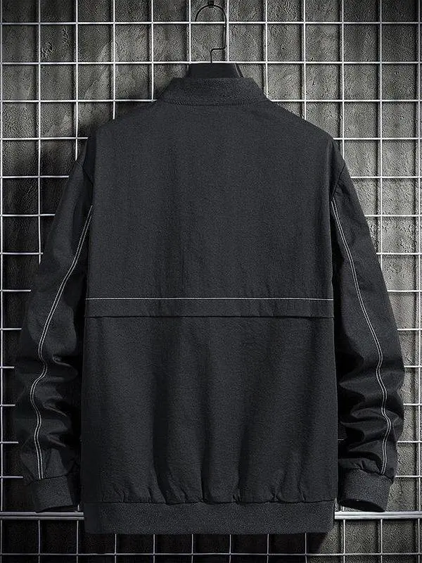 

Весенне-осенняя мужская модная повседневная рабочая одежда с двумя перекладинами, верхняя одежда со стойкой, дышащая полиэфирная ткань