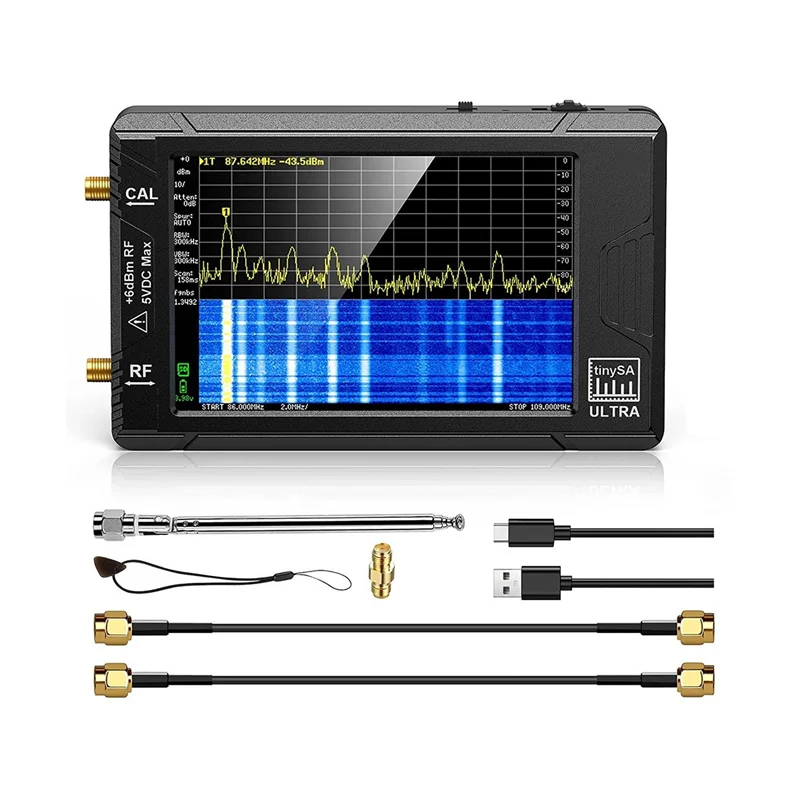 TinySA Ultra Handheld Spectrum Analyzer, 4.0 Inch RF Generator Tiny Frequency 2-In-1100KHz to 5.3GHz Signal Generator