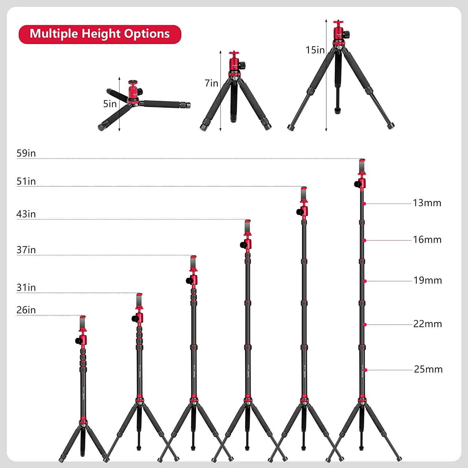 Manbily Desktop Tripod Selfie Stick Extension Travel Aluminum Portable Handle Grip Stand For DSLR Android iPhone Smartphone