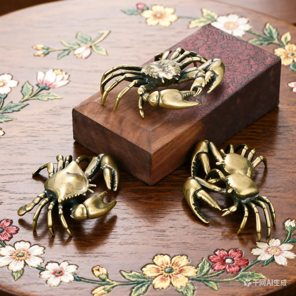 Making old brass crab ornaments, tea pet trinkets, creative and personalized brass crab handicraft collection