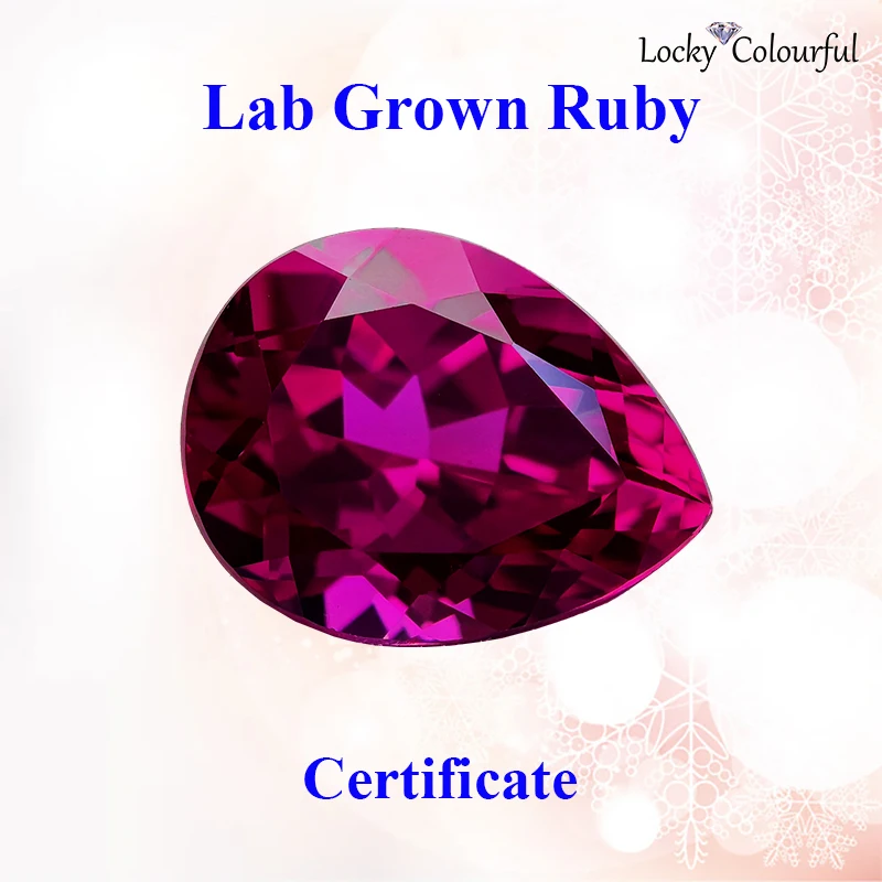 

Lab Grown Ruby Pear Shape Wholesale Rubellite Color Charms Beads Selectable AGL Certificate for Jewelry Making Necklace Material