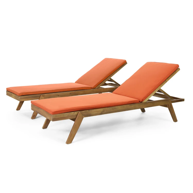 Free Shipping Within US Outdoor Garden Patio Sling Sun r Acacia Wood chaise