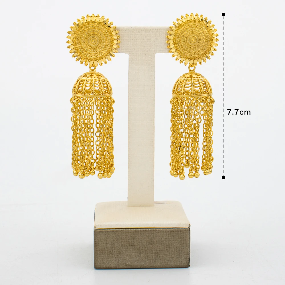 Orecchini a cerchio per le donne orecchini pendenti con nappe di Design 3D colore oro 18 carati Dubai orecchini per feste africane accessorio per