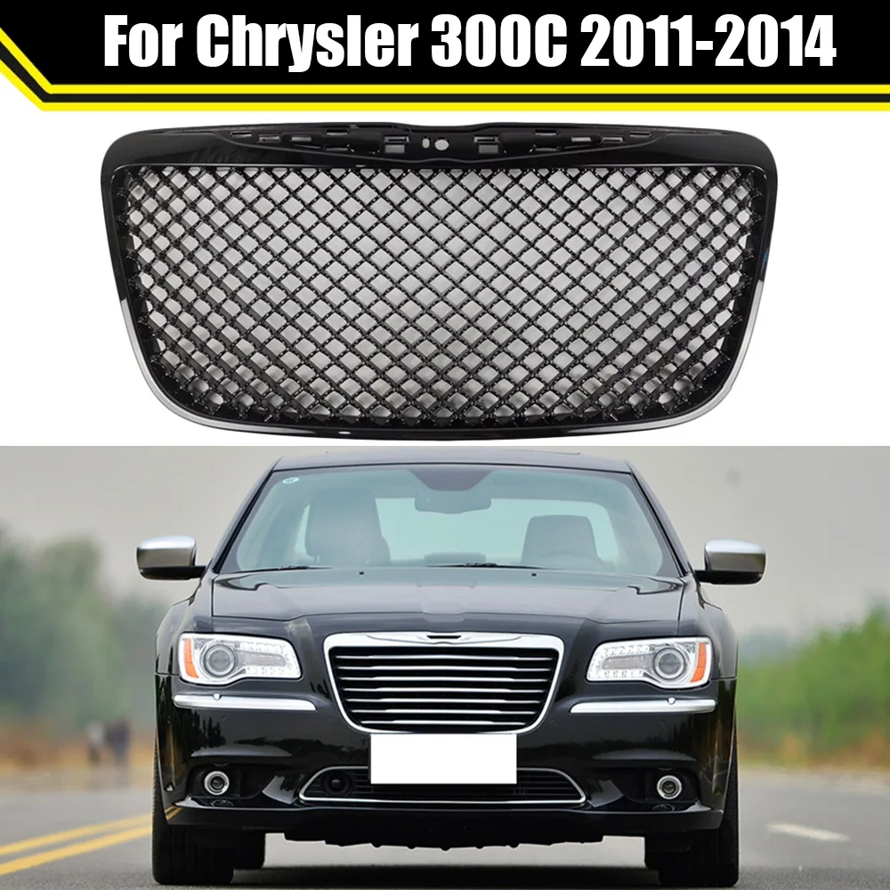 

Fit For Chrysler 300 300C 2011-2014 Mesh Style Car Front Bumper Grille Front Upper Mesh Grill Gloss Black Grille Racing Grills