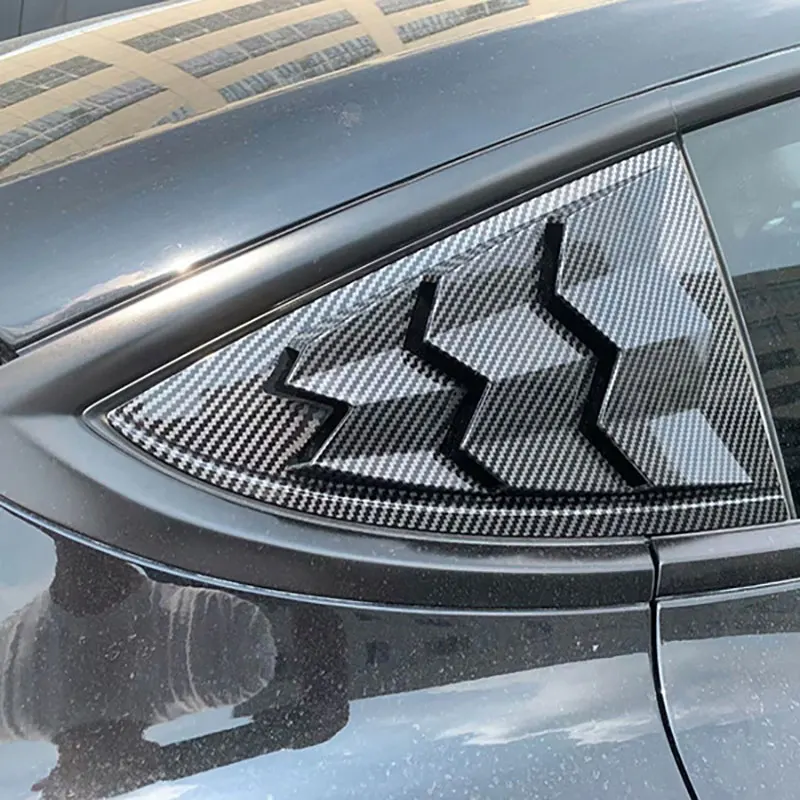 Rear Triangular Window Blinds Decoration For Tesla Model 3 2017-2023 Spoiler Louver Shutter Cover Deflector Accessories