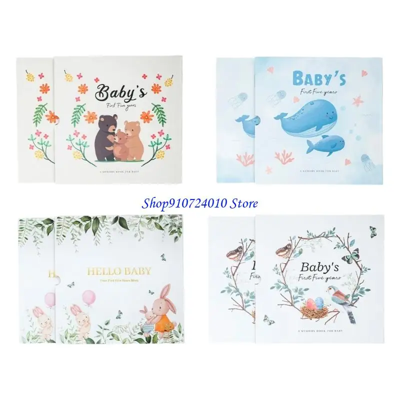 

77HD Baby Memory Book Milestones Scrapbook For First Steps Handprints Journal