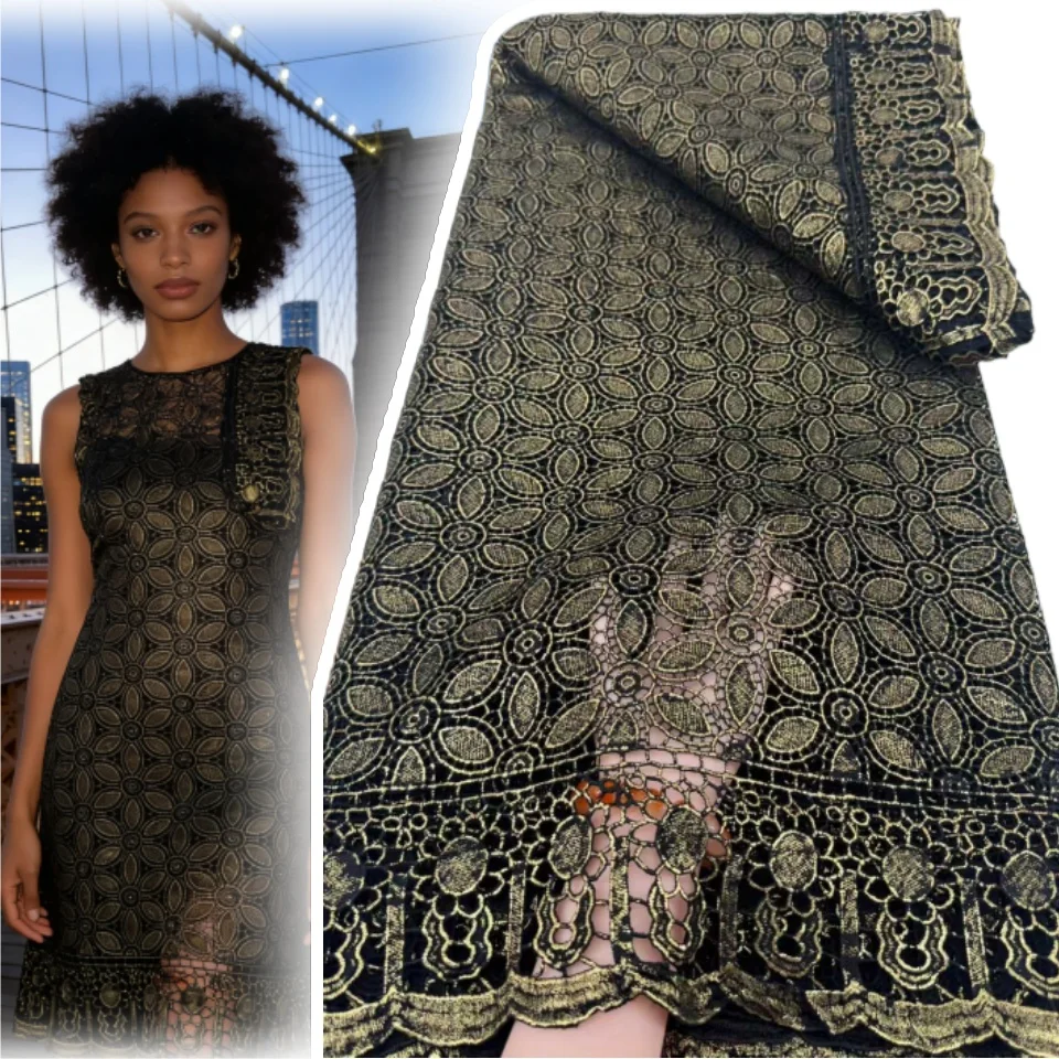 

White African Guipure Cord Lace Fabric 2026 High Quality Water Soluble Nigerian Guipure Cord Lace for Sewing Wedding Dress S1983