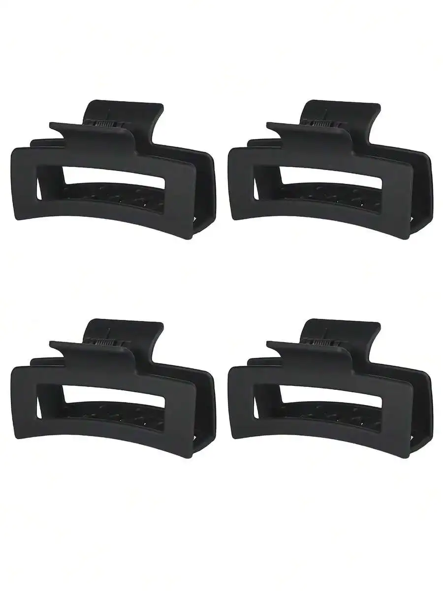 

11cm Square Black Hair Claws For Women Non-Slip Strong Grip Hair Clips Minimalist Style