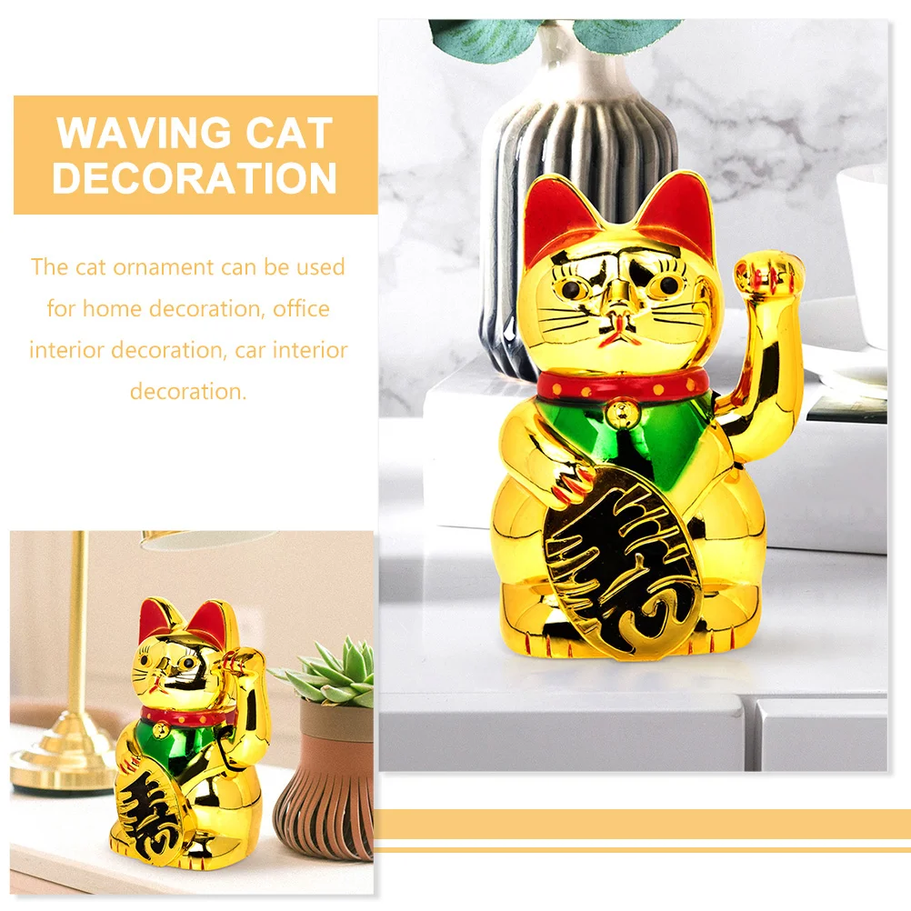 Lucky Cat Waving Arm Gold Maneki Neko Fortune Cat Chinese Ornaments Wealth Money Good Luck Cat Figurine Feng Shui Welcoming images - 6