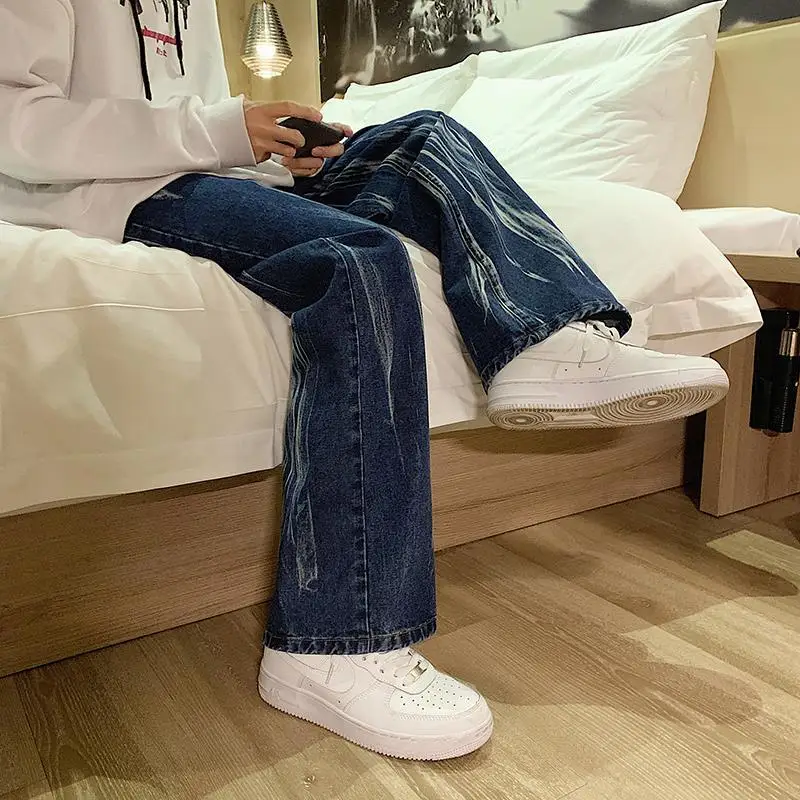 Black Jeans Men Casual Straight Wide-leg Pants Hip-hop Japanese Trend Denim Trousers Male Y2k Boyfriend Jeans for Women