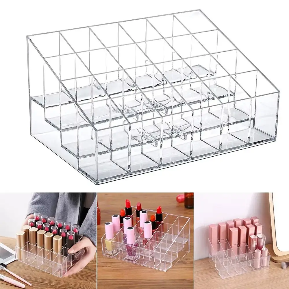 New 9/24/36 Grid Lipstick Storage Box Clear Large Capacity Lipstick Case Save Space Acrylic Lipstick Display Stand Home