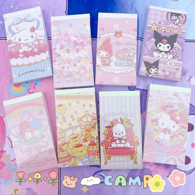 

Kawaii Kuromi My Melody Hello Kitty, мультяшный блокнот с отрывкой, аниме Sanrio, милый блокнот для девушек, блокнот для студентов