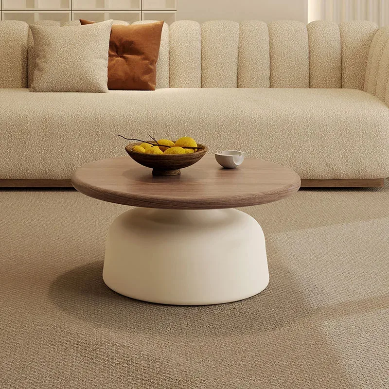 Low White Round Coffee Tables Modern Design Wood Floor Minimalist Nordic Coffee Table Living Room Mesita Auxiliar Furniture image 2