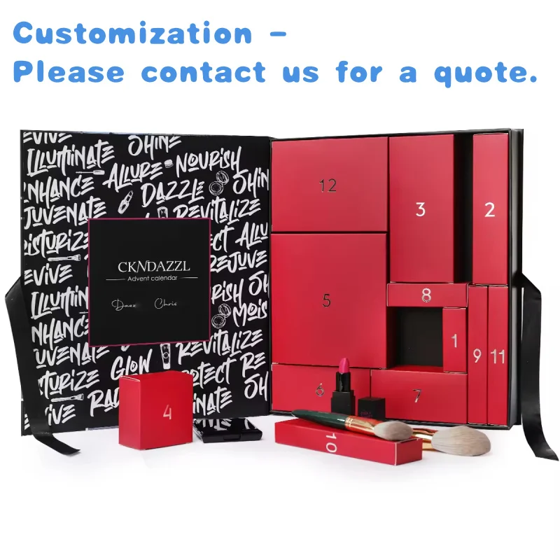 

custom.Custom Luxury Calendar Black Fashion Trend Box Cardboard Advent Calendar Packaging Box With Makeup