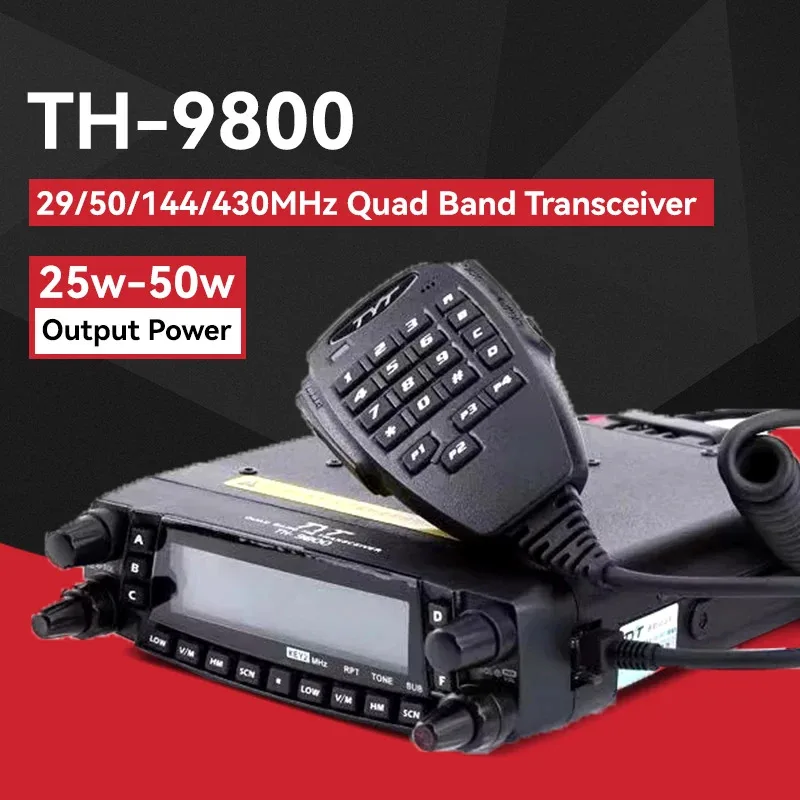

TYT TH-9800 PLUS Quad Band Mobile Transceiver 26-33(10M)/47-54(6M)/136-174(2M)/400-480(70CM) MHz Car Rself driving tours