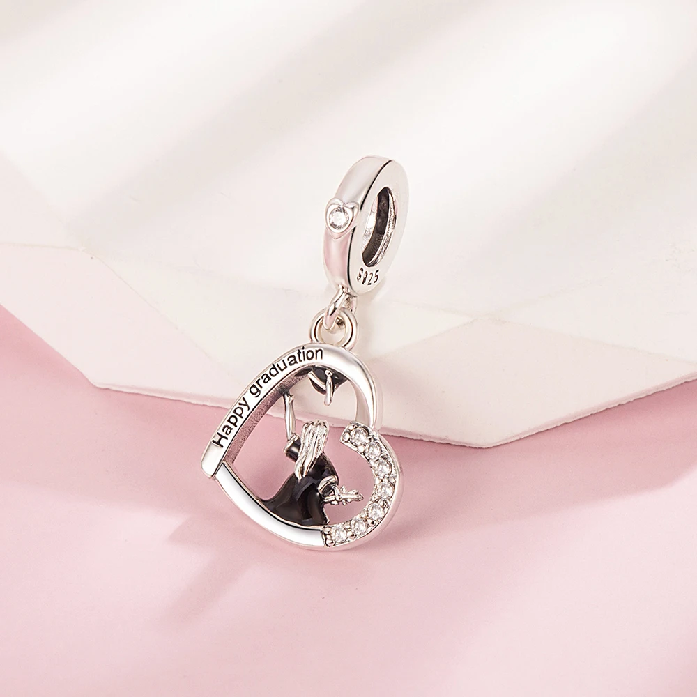 Pan Charms Original Happy Graduation Dangle Charm Bracelet Pendant Jewelry