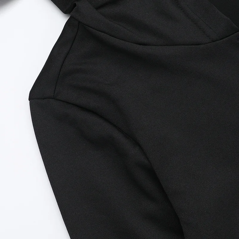 ONE TO WAN Goth Dark Elegant Damen Kapuzenkleid Mall Gothic Kreuz Ausgeschnittene Spitze Gespleißtes Party Acubi Sexy Bodycon Kleider Slim – Detail 12