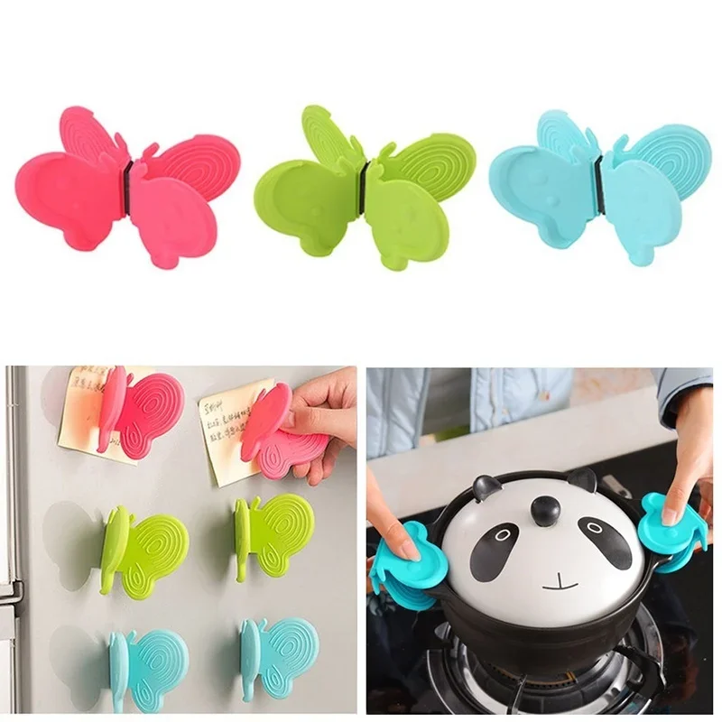 1pc Butterfly Shaped Silicone Anti-scald Devices Fridge Magnet Kitchen Tool Insulation Plate Clamp для кухни  Kichen Decoracion