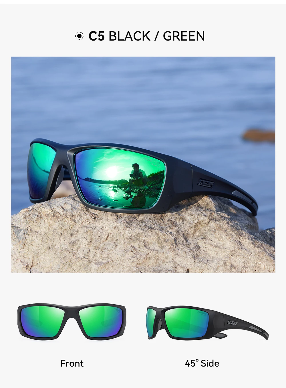 Kdeam Herren Fahrrads onnen brille polarisiert große Elastizität von tr90 Material Reit sonnenbrille 1,2mm Dicke Polarisation gläser – Detail 16