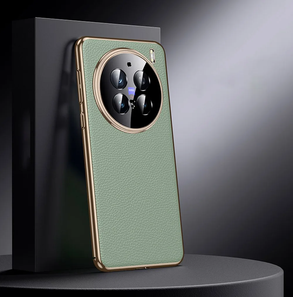 

Чехол-бампер для телефона с покрытием для vivo x100s x200 X100 Ultra V40 Pro, полная защита объектива, противоударный кожаный чехол на заднюю панель