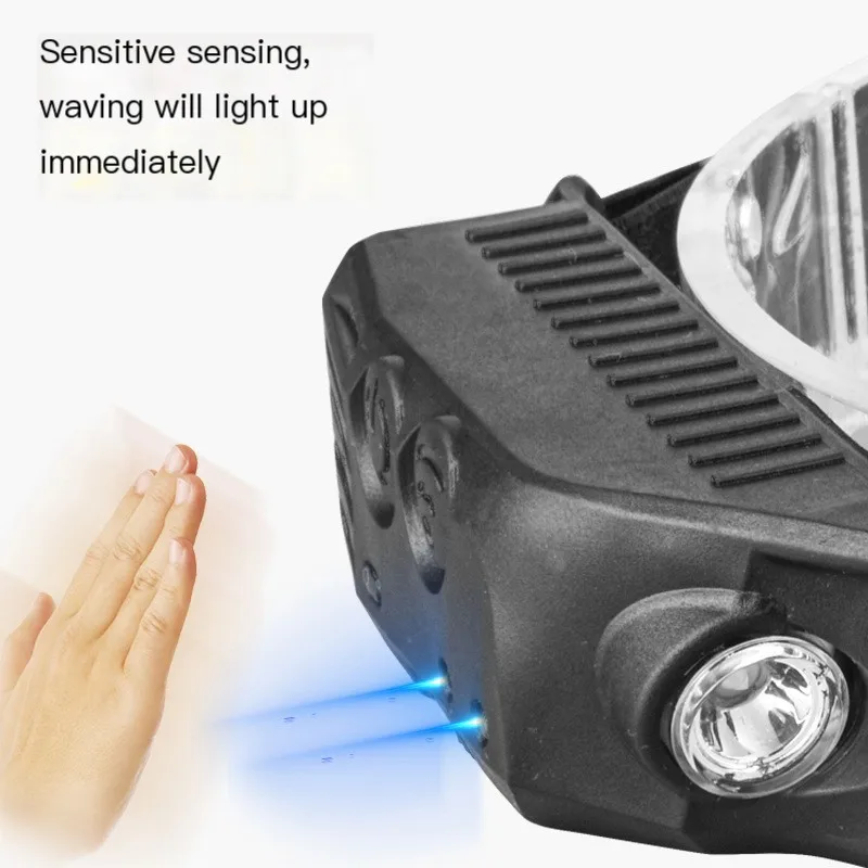 Silicone headlamp portable head mounted work light charging outdoor running light sensing strong light