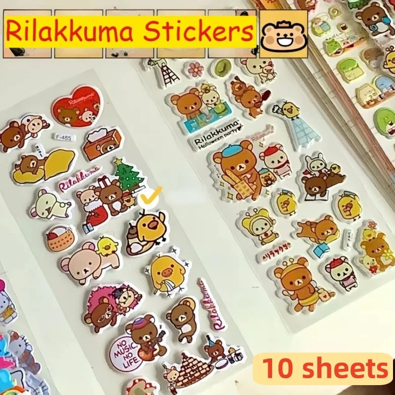 

Cute Cartoon Anime Rilakkuma Bubble Stickers Cartoon Three Dimensional 3D Puffy Bulk Sticker Kids Girls Diy Toys Sticker Gift