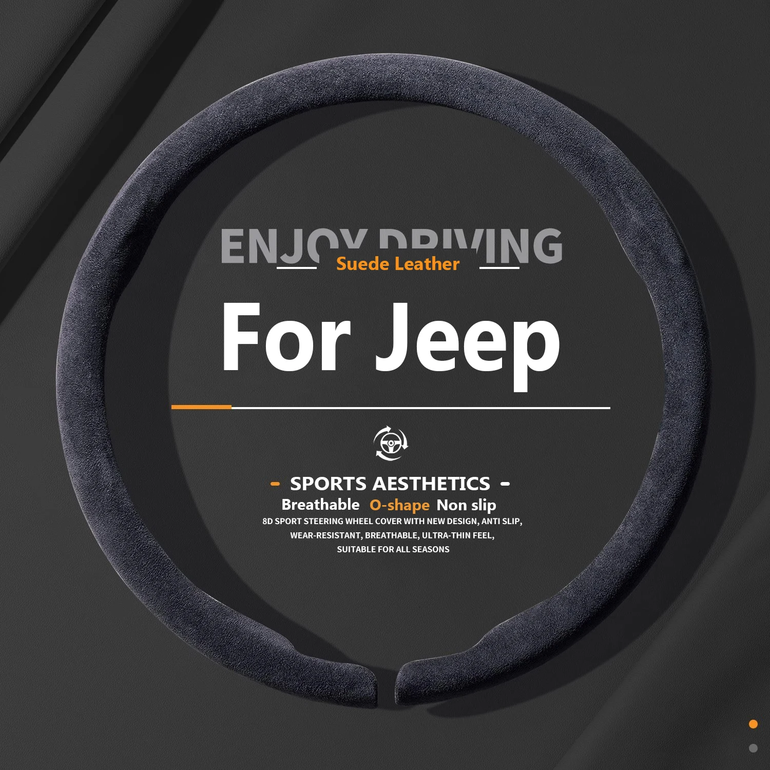 

Suede Car Steering Wheel Covers For Jeep Renegade Wrangler JL JK Gladiator Grand Cherokee Anti-slip Universal 37-38cm Covers