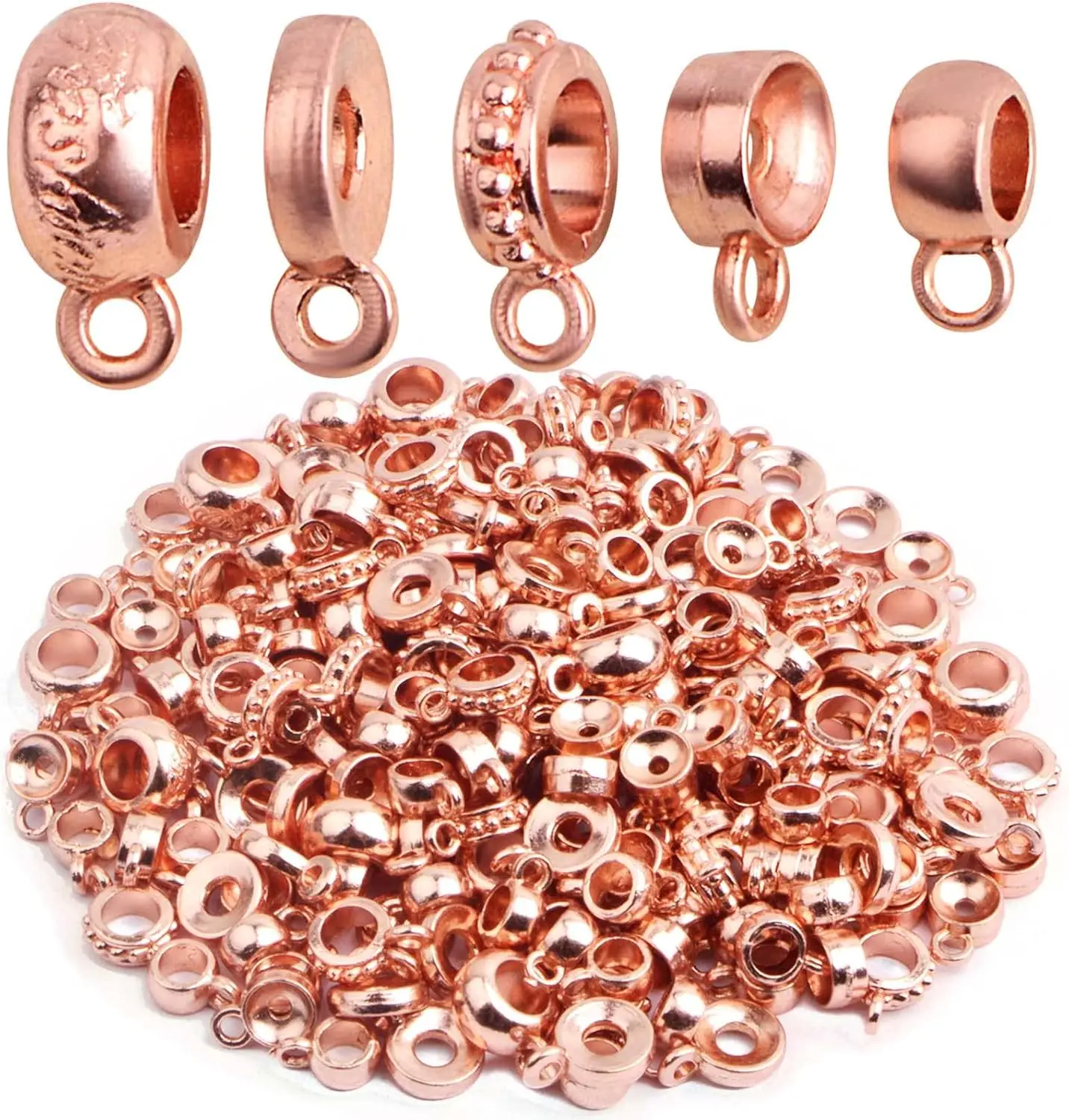 

100 Gram Bail Tube Beads Bail Beads Connectors Tube Rondelle Spacer Bead Hanger Links for DIY Bracelet Pendant Jewelry Making