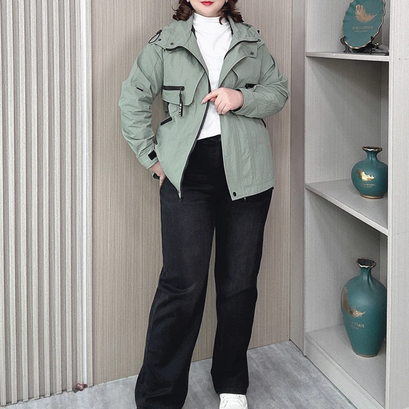 Fall New XL XXL Outdoor Jacket Women Loose Casual Personality Sport Style Hooded Trench Coat Female 3087