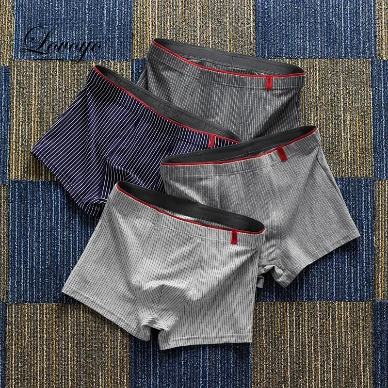 Men Panties Cotton Underwear Breathable Underwear Male Comfort Panties L-4XL Underpants Striped Boys Underwear