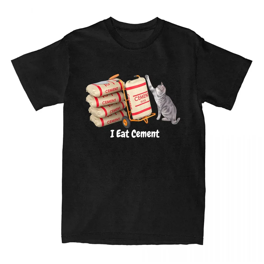 만화 고양이 그래픽 티셔츠 나는 시멘트를 먹는다 레터 프린팅 티셔츠 반팔 캐주얼 여성 티셔츠 유니섹스 스트리트웨어 티