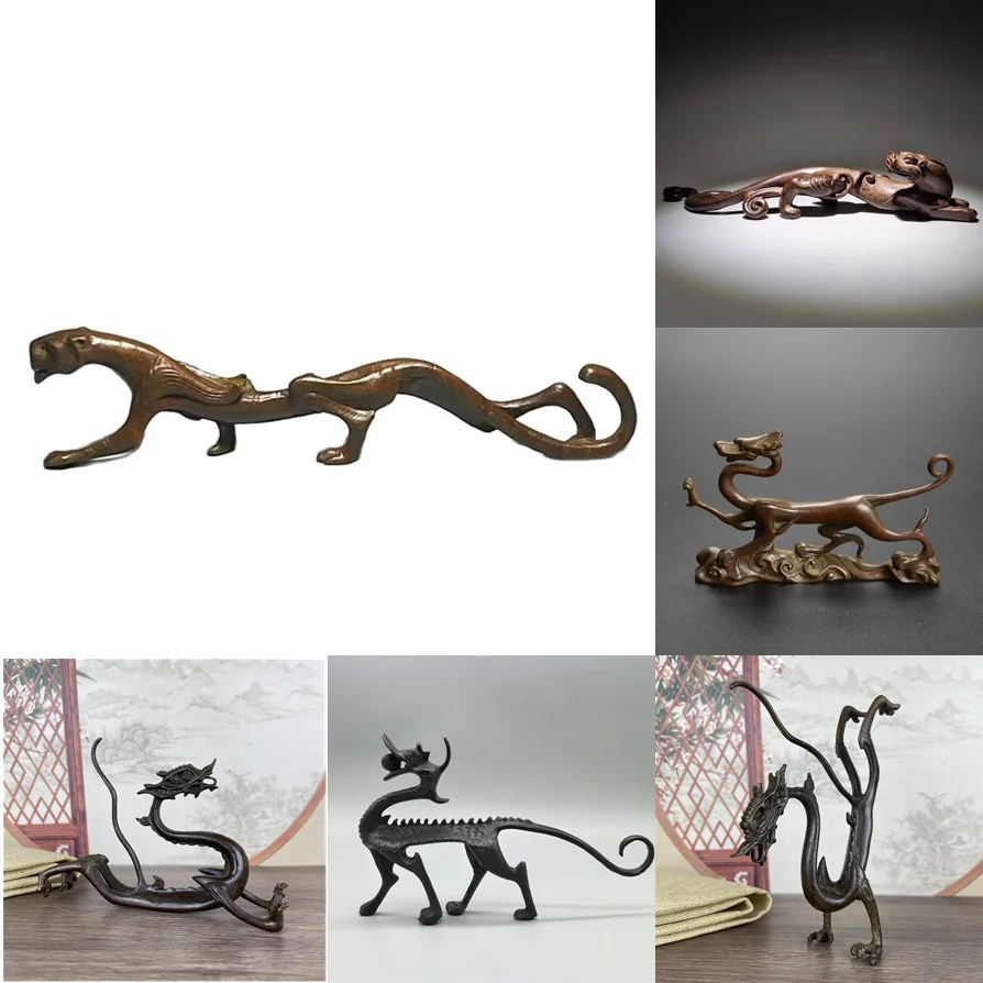 

Vintage Tiger Modern Art Sculpture Bronze Interior Collectible Figurine Metal Animal Sculpture Ornament Mini Home Decor Gift