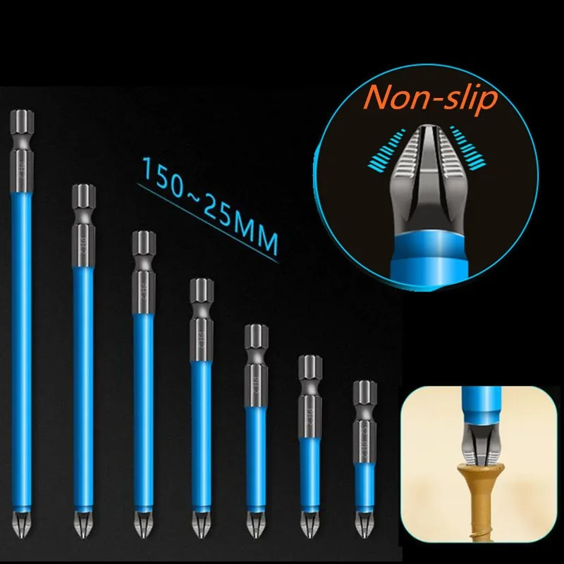 Non-Slip PH2 Cross Bit Drill Head Set Hex Shank Magnetic Fits Electric Screwdriver Bits Tips Metric Wind Batch Head Power Tools