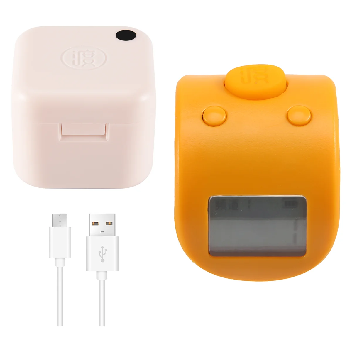 Mini Digital LCD Electronic Finger Ring Hand Tally Counter 6 Digit Rechargeable Counters Clicker-Yellow