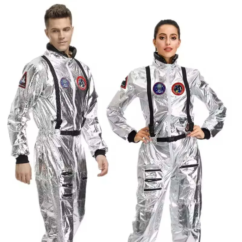 

Halloween Astronaut Costume Adults NASA Space Suit Party Outfit Silver Spaceman Cosplay Family Matching Boys Girls Birthday Gift