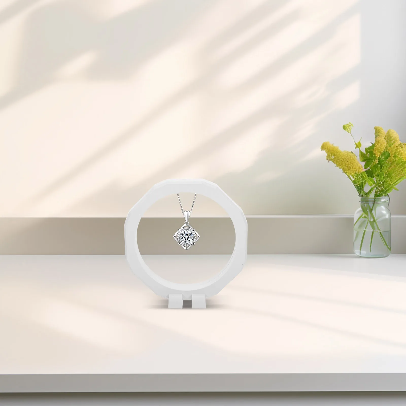 ثلاثية الأبعاد العائمة الإطار الظل صندوق عرض 12.8 سنتيمتر قطرها شفافة صندوق عرض المجوهرات عملة قلادة الوقوف