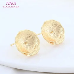 15.5*16.5MM 18K Gold Color Plated Brass Round Shaped Stud Earrings Pins High Quality Diy Jewelry Findings Accessories