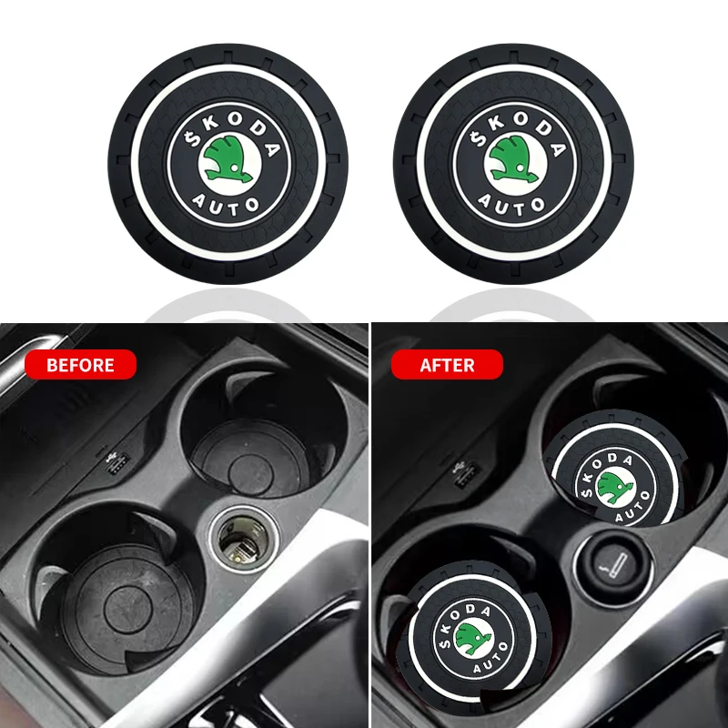 

1/2pcs Car Coaster Water Cup Slot Non-Slip Mat Pad Silicone For Skoda Fibia 2 Superb Octavia 2 MK2 FL A5 2009 2010 Accessories