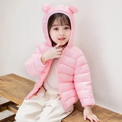 Cute Baby Girls Winter Clothes Kids Light Down Coats with Ear Hoodie Spring Girl Jacket Toddler Children Clothing for Boys Coat