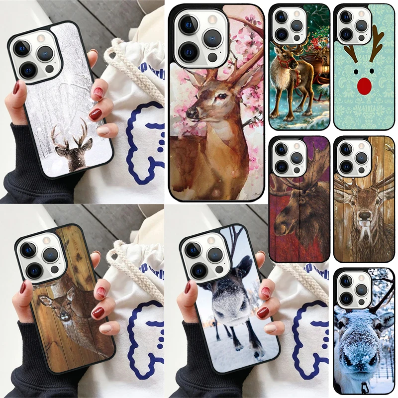 Reindeer Cover For iPhone 16 13 14 15 Pro Max 12 Mini 11 15 Pro Max 6 7 8 Plus Max SE 2020 Phone Case