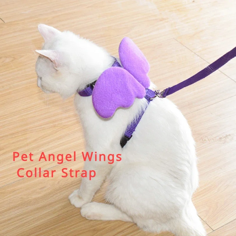 

Cute Angel Wing Wings Pets Cat Harness Leash Nylon Dog Collars Accessories Adjustable Shoulder Strap Harnesses for Kitten Puppy