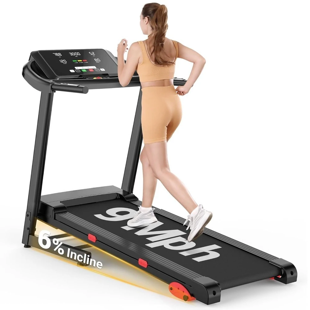 Incline Treadmill with LED Screen and Shock Absorption