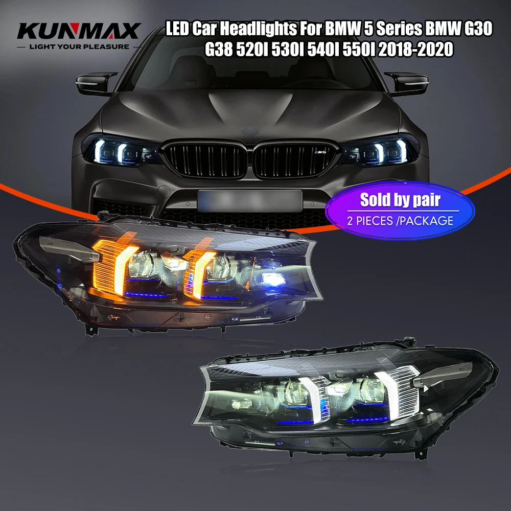 

For BMW 5 Series G30 G38 520I 530I 540I 550I 2018-2020 LED Car Headlight Assembly Front Head Lamp Plug and Play Headlights 2PCs