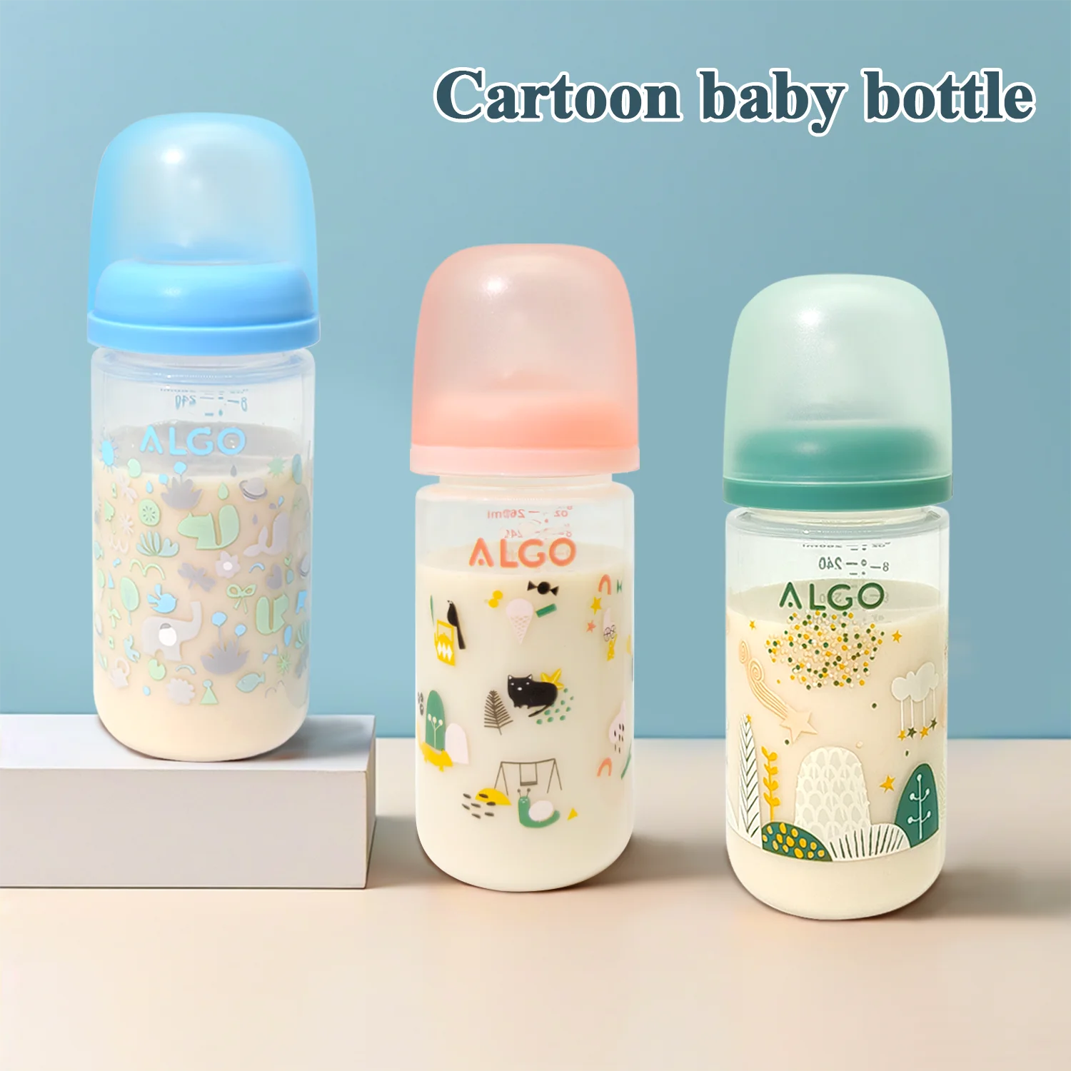 

Wide-mouth straight baby bottle 260ml PP straight baby bottle, large capacity, drop-resistant and anti-flatulence Newborn gift