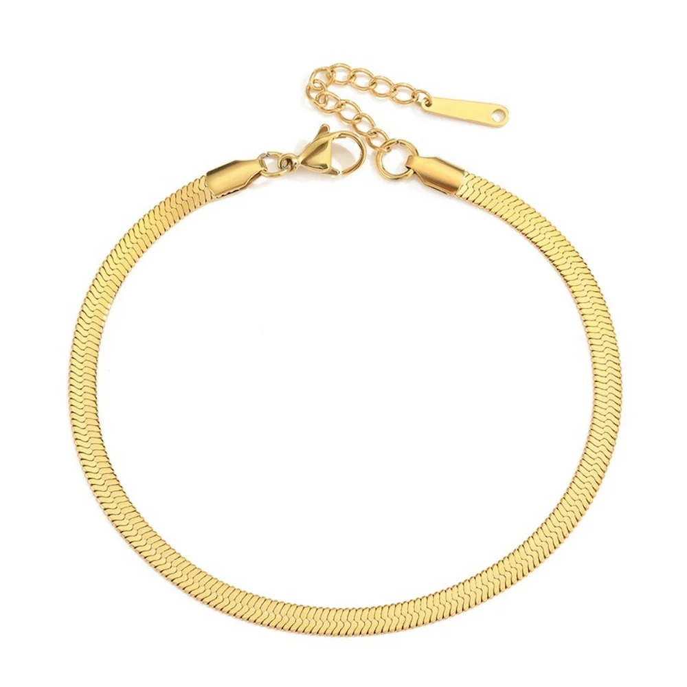 3mm Stainless Steel Snake Chain Anklet Simple Titanium Steel Women Anklet Fashion Trendy Jewelry Gift Summer Beach Accessories