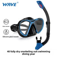 wave professional snorkeling two-piece silicone full dry breathing tube large frame diving goggles