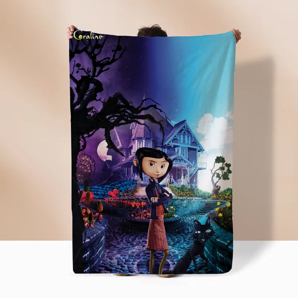 Coraline Fluffy Soft Blankets Characters Picnic Throw Blanket Bed Knitted Plaid Home Interior Microfiber Bedding Beach Towel