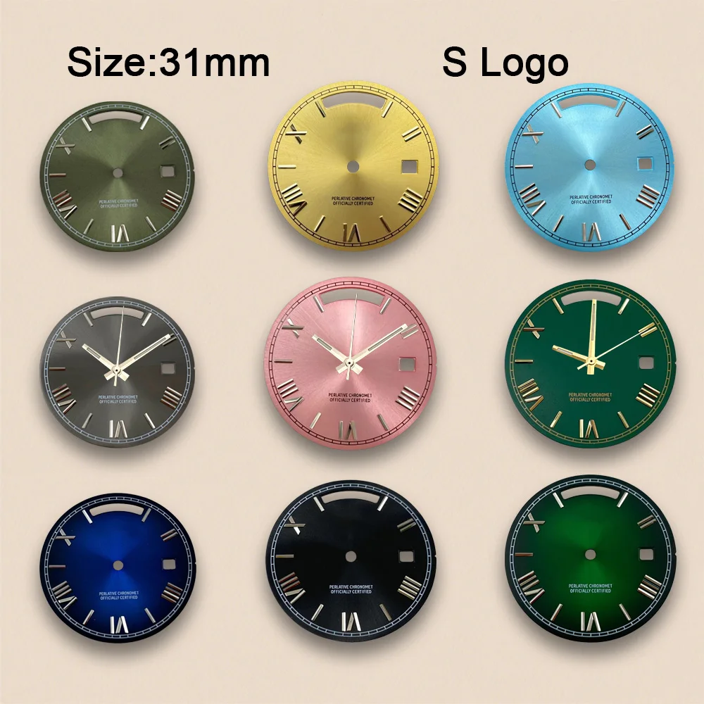 

31mm S Logo Dial Day And Date Arab Sunray Dial Suitable For 8285 Movement Watch Modification Accessories