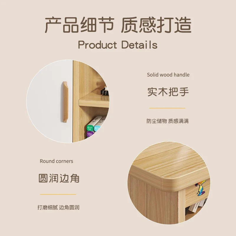 Simples e moderno integrado Bookshelf Desk, quarto do estudante, secretária