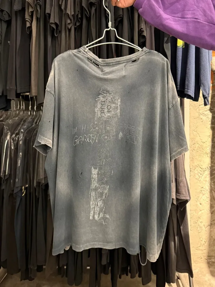 Paly Hollywood FW26 Character Print Crew Neck Wash Old Vintage Short Sleeve T-Shirt